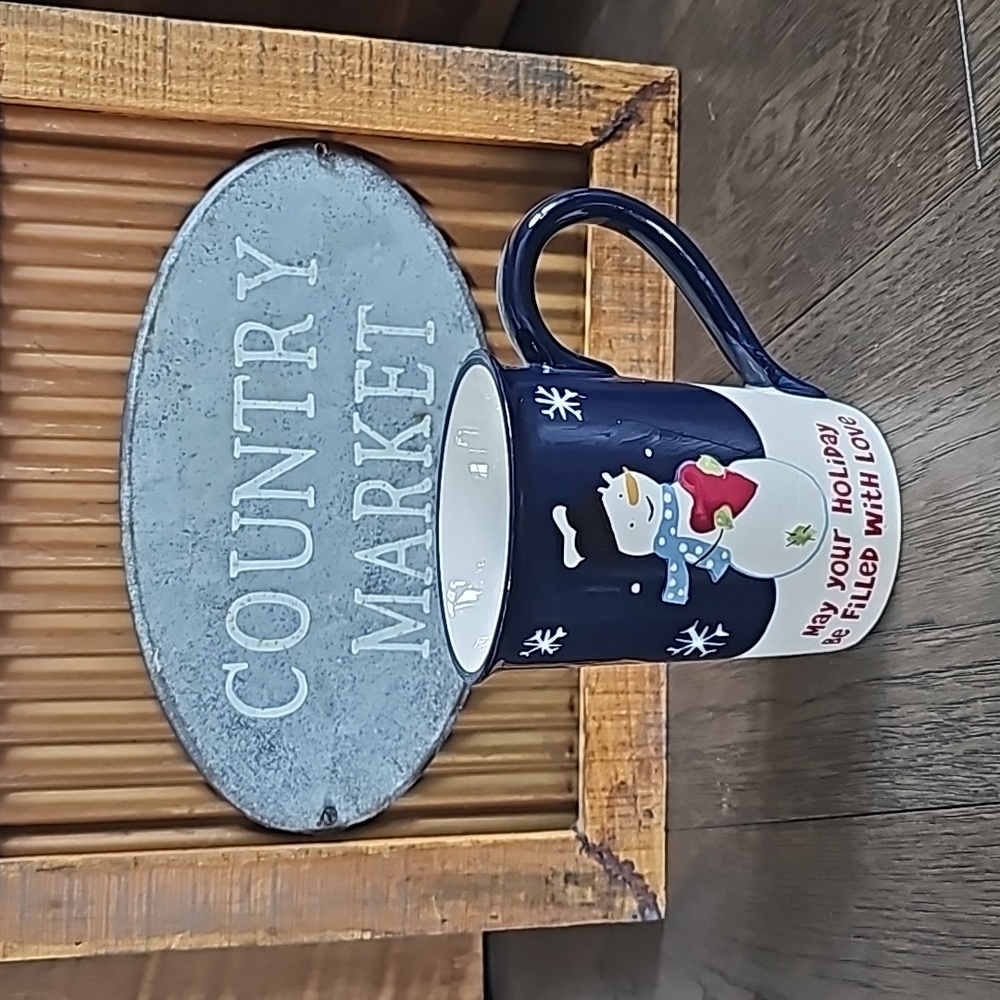 🌲☃️ Adorable  St. Nicholas Square Snowman Oversized Christmas Mug. Great Cond.